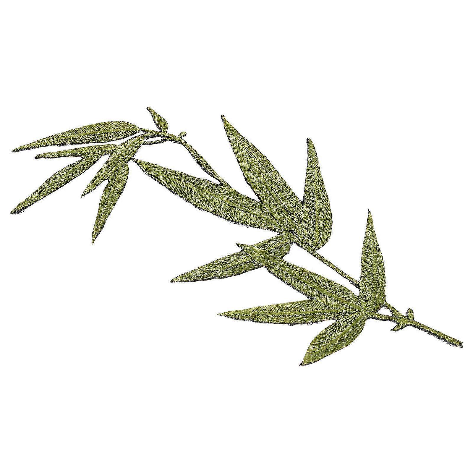 Green Embroidery Patch Bamboo Leaf Element for Clothes 5Pcs Sewing Patches