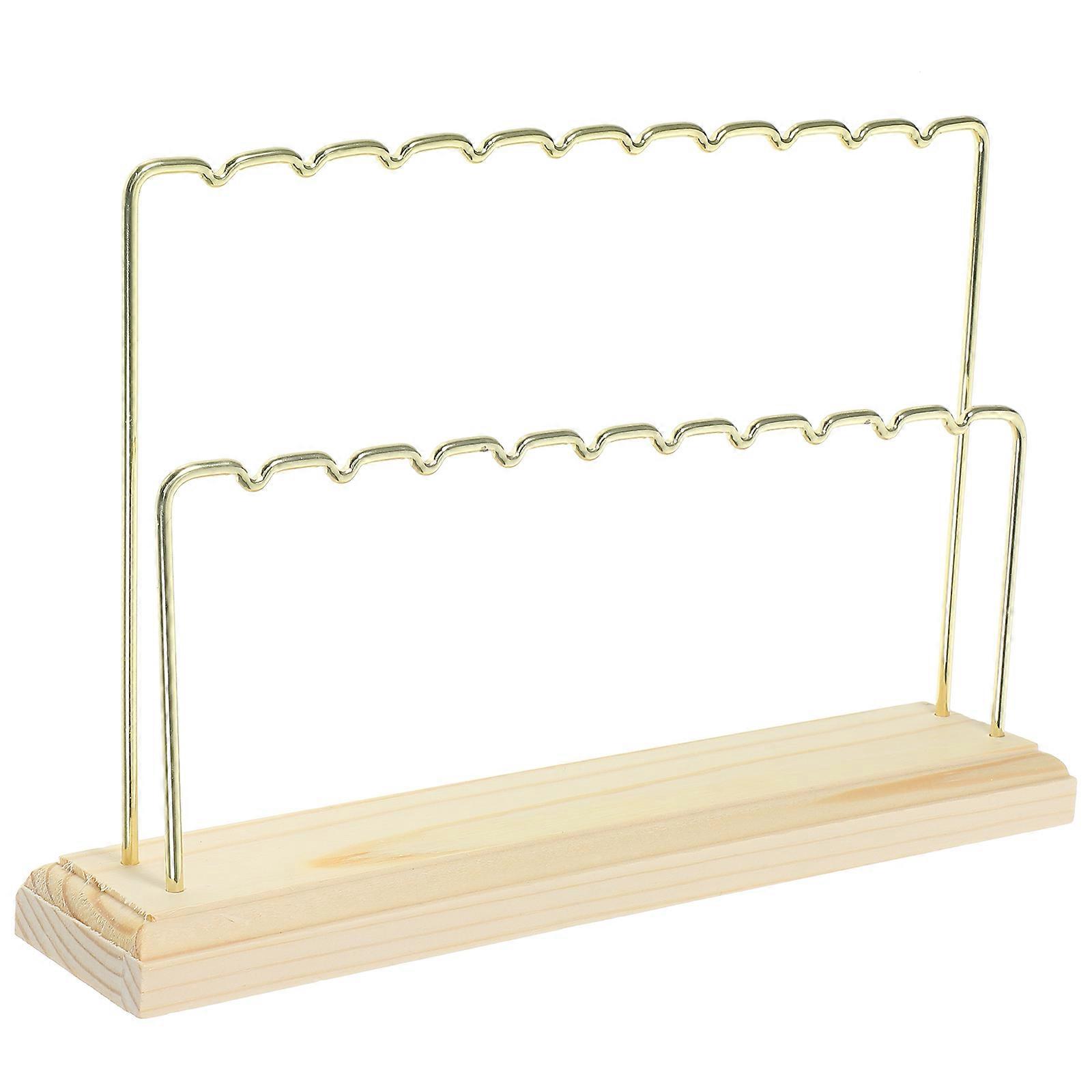 Earring Display Stand with Wood Base for Displaying Use Alloy and Wood