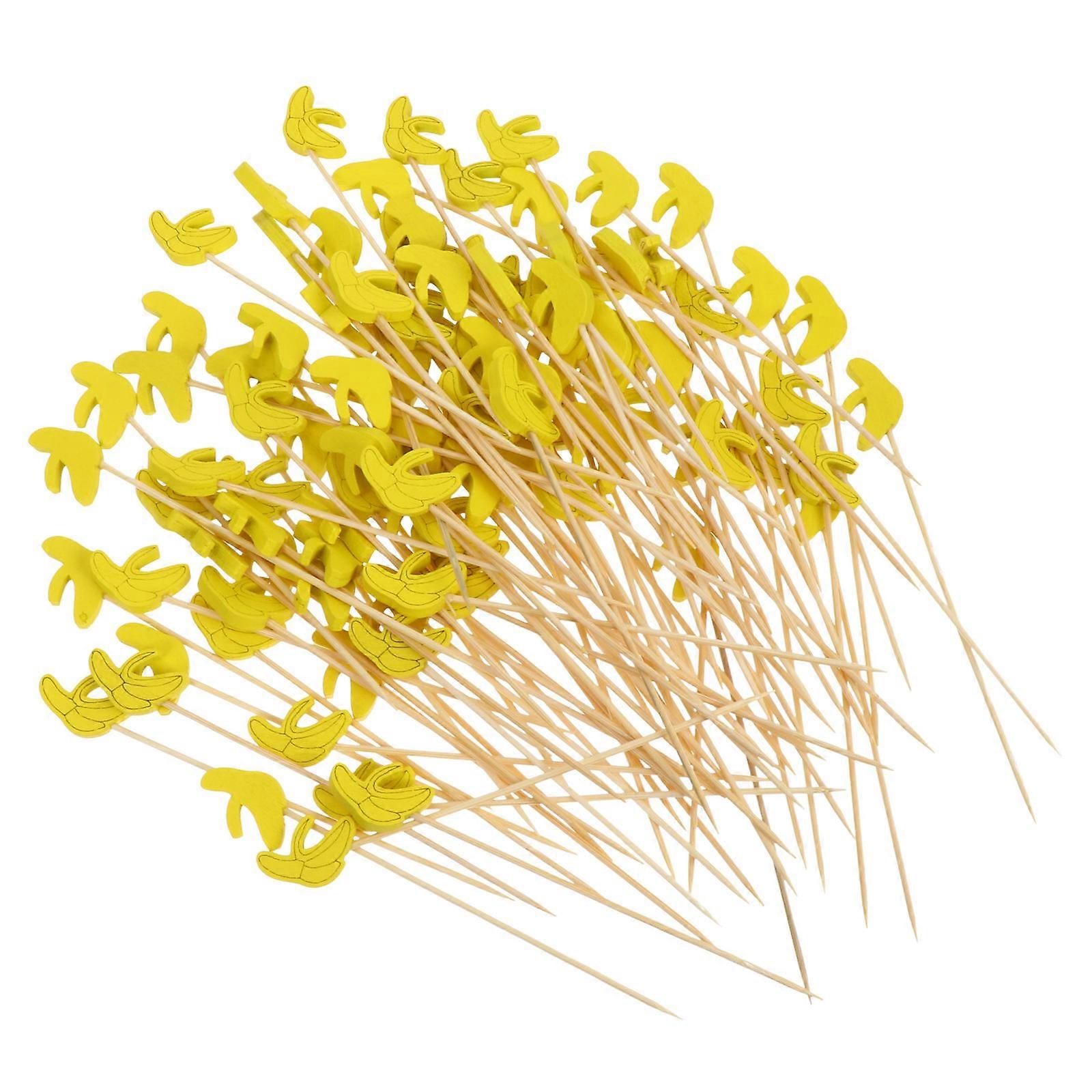 Bamboo Picks For Appetizers 100Pcs Practical Sushi Sticks Suitable For Home Use Hotels Cafes Bars Yellow Food Skewer