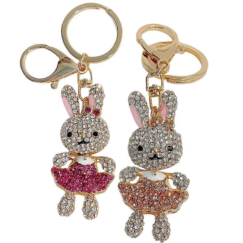 Animal Key Chain Rabbit Shape for Decoration 6Pcs Crystal Keyrings