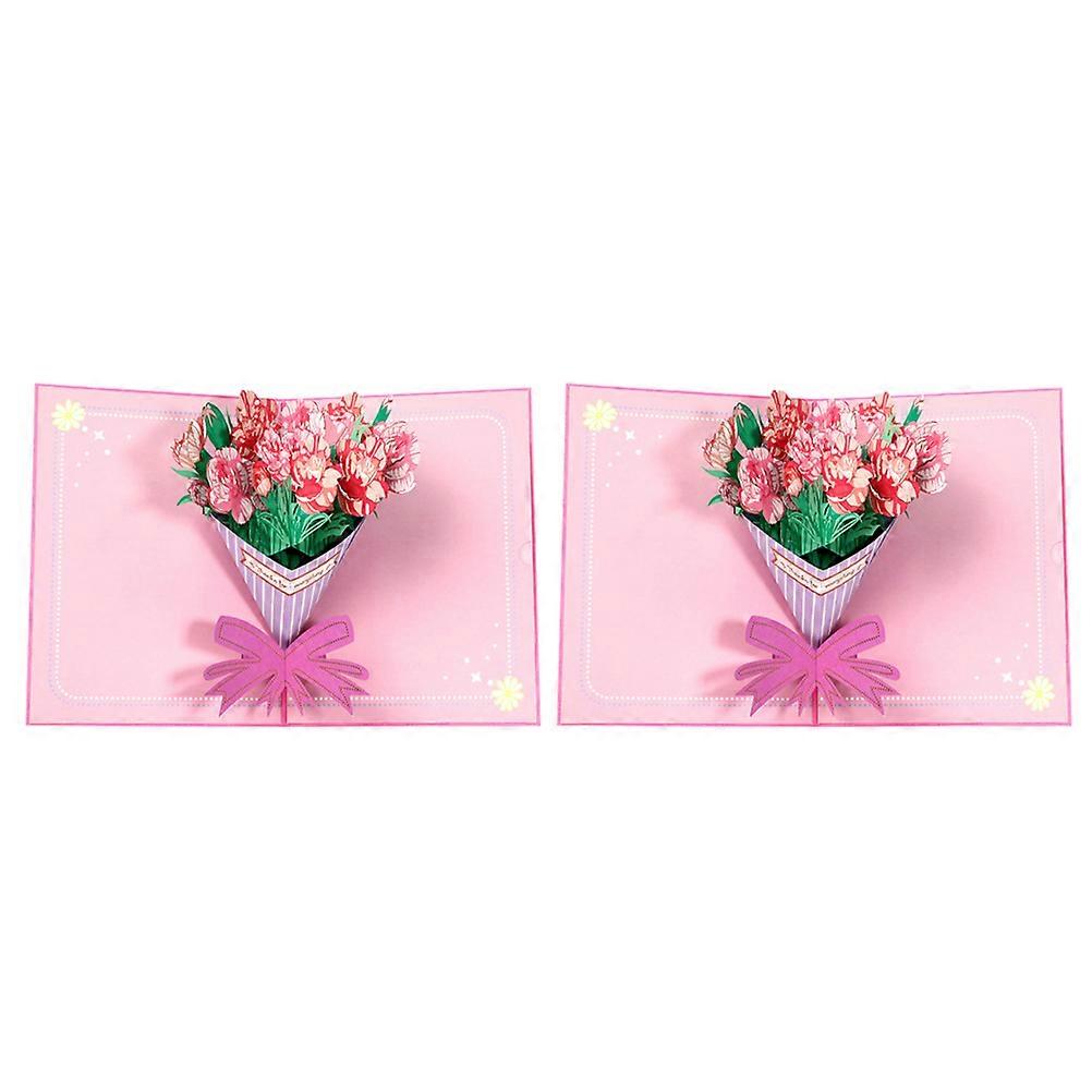 3D Flower Shape Pop-up Greeting Cards For Mother's Day 15X20CM Assorted Color Suitable For Anniversaries And Birthdays 2Pcs