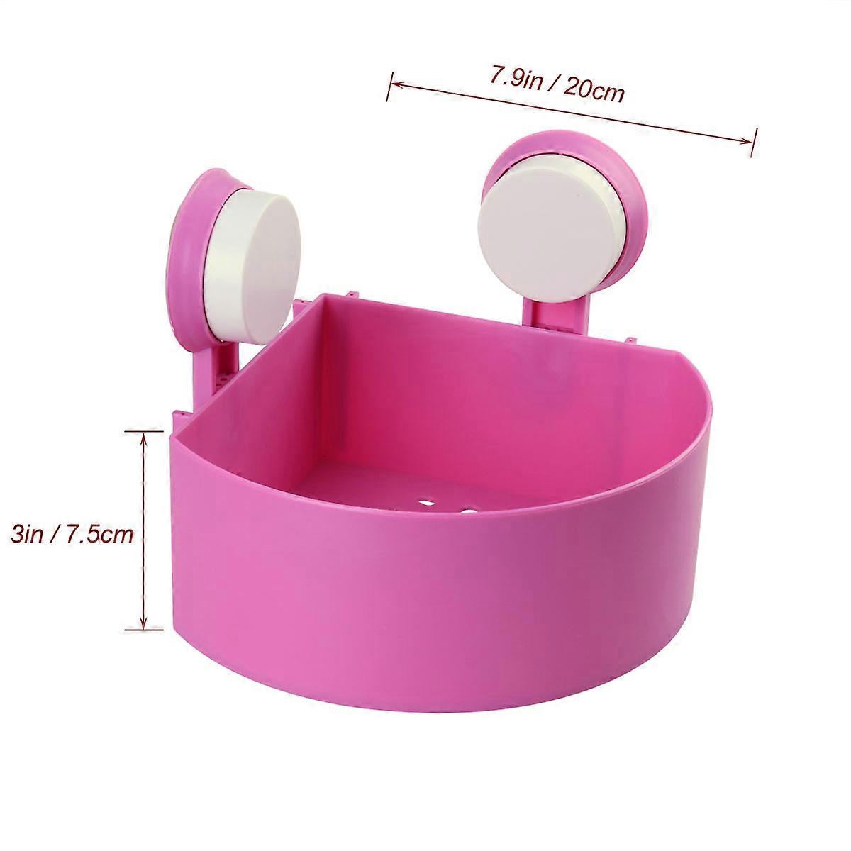 Bathroom Corner Rack Plastic Suction Cup Organizer 2Pcs Pink