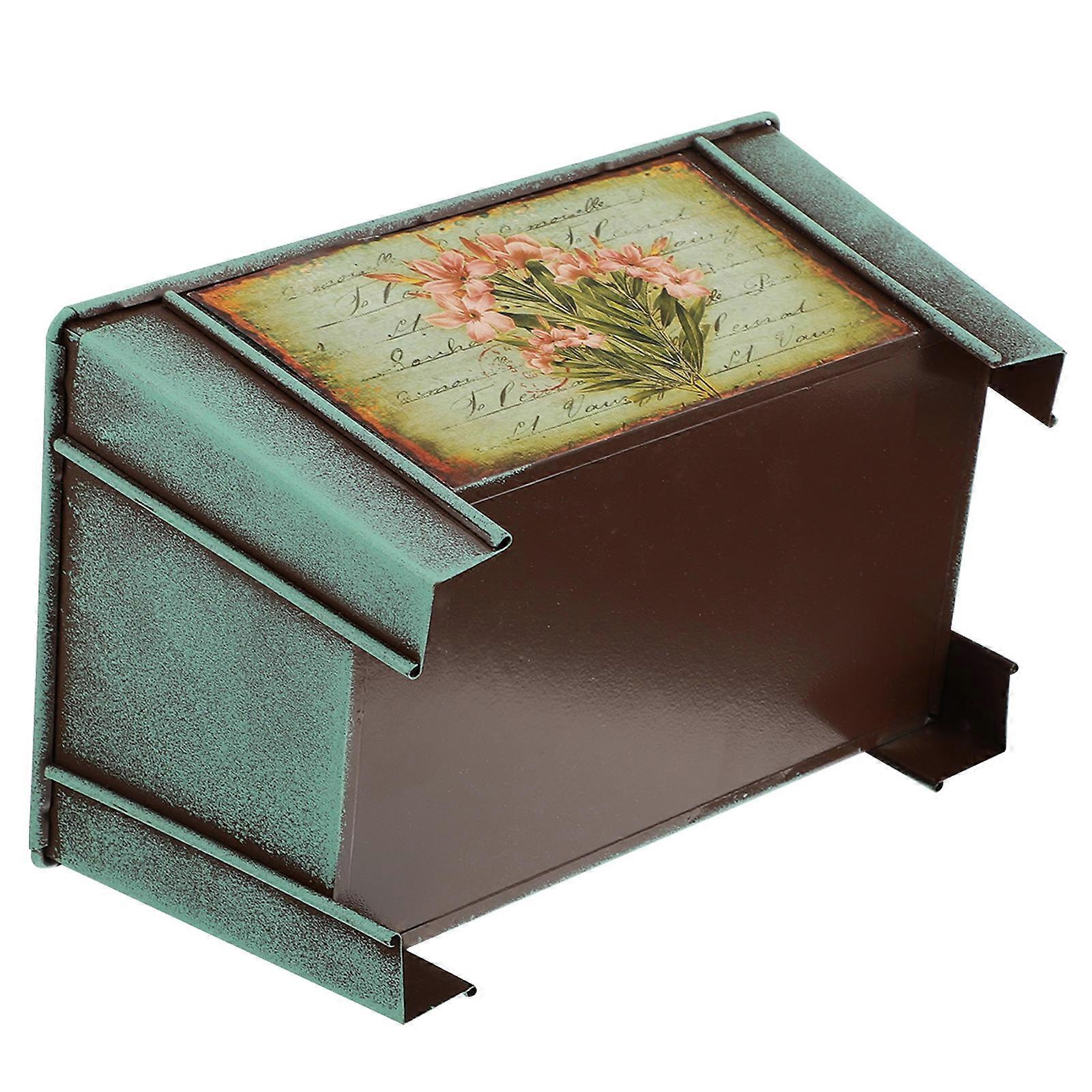 Retro Plant Pot Vintage Square Flower Pot for Storage Use 2Pcs Blue