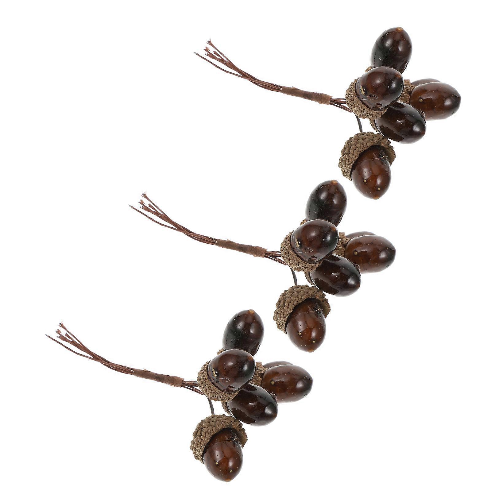 Simulation Pine Nut Bouquet Decor 12Pcs Brown Pine Nut Ornament Set