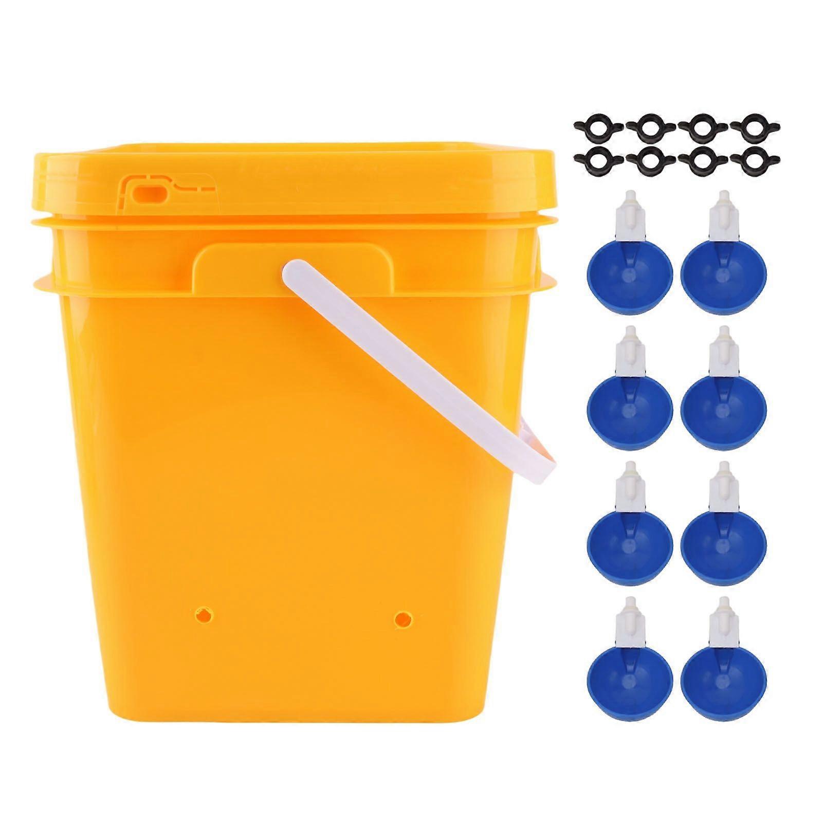 Automatic Chicken Waterer Cup with 12L Handheld Barrel Poultry Drinking Equipemnt for Goose Duck Bucket + Big Blue Bowl + Black Screws