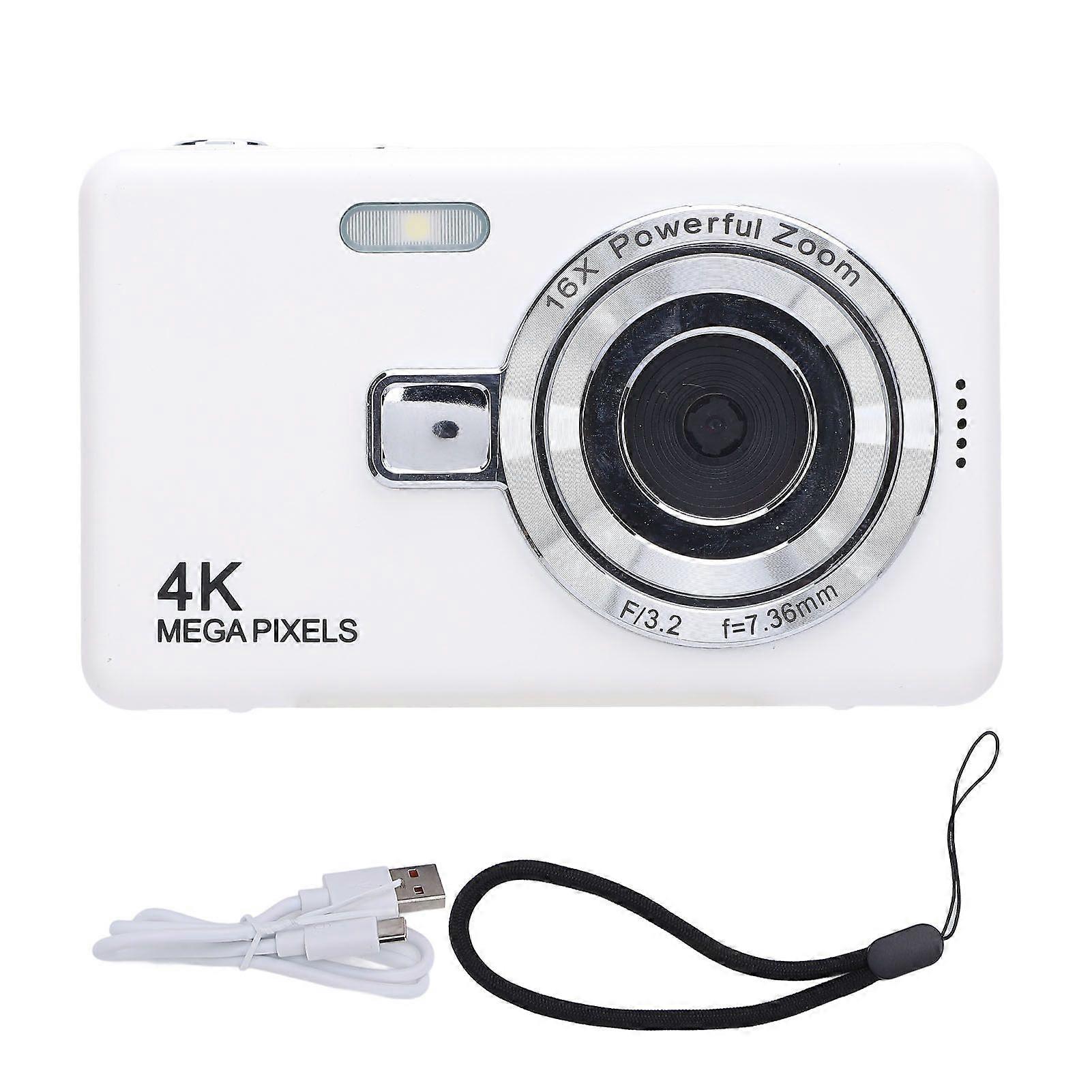Digital Camera 50MP 4K High Definition 16X Digital Zoom 2.4 Inch IPS Screen Anti Shake Compact Selfie Camera 32GB