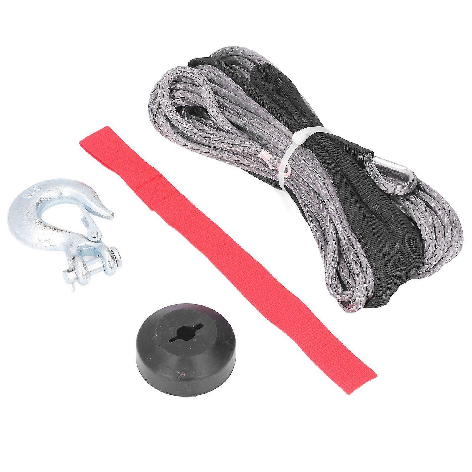 Winch Rope Kit with Spring Clevis Sling Hook Rubber Stopper 4400lbs Loading Wear Resistant Universal