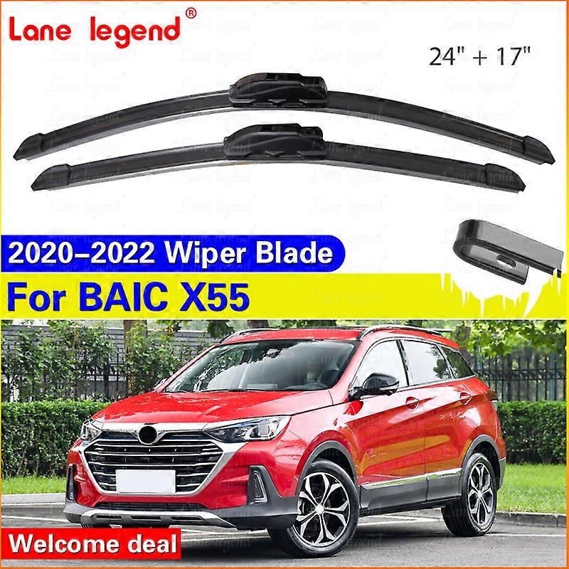 Applies to For BAIC X55 FL 2020 2021 2022 Model 1.5T Car Accessories Front Windscreen Wiper Blade Brushes Wipers U Type J Hooks 24"+17"