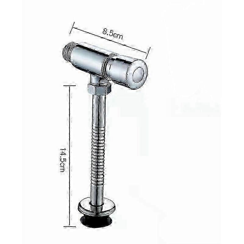 Chrome Wall-Mounted Urinal with Push Button Flush Manual Delay and Automatic Closure 26s