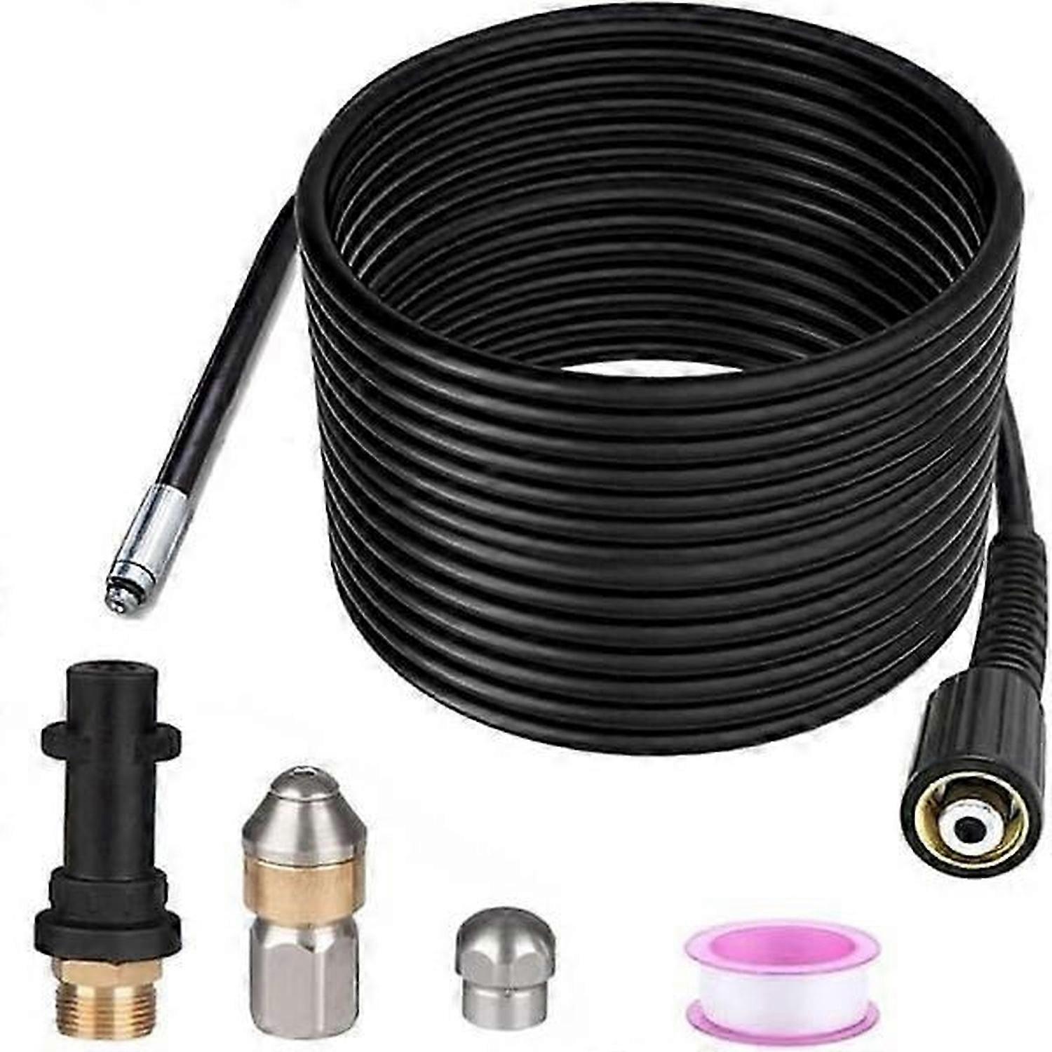 15m Pipe Cleaner for Kärcher High Pressure Washer Wider Professional pipe compatible K2-K7/HD/HDS 180bar 60c °