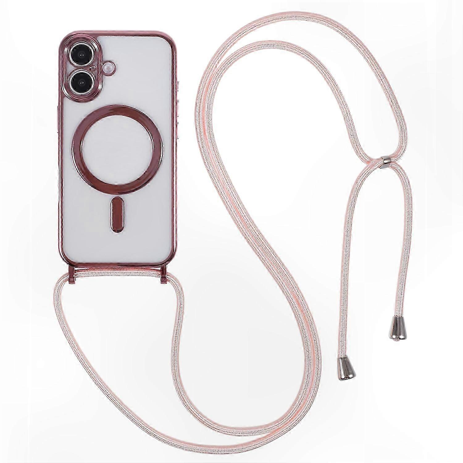 MagSafe Compatible  16 Case with Electroplating TPU and Long Lanyard Phone Protector