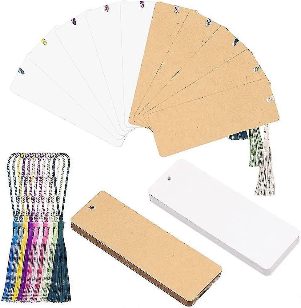 Blank Bookmarks, Cardstock Bookmarks With Holes, 60 Pcs White Bookmarks & Brown