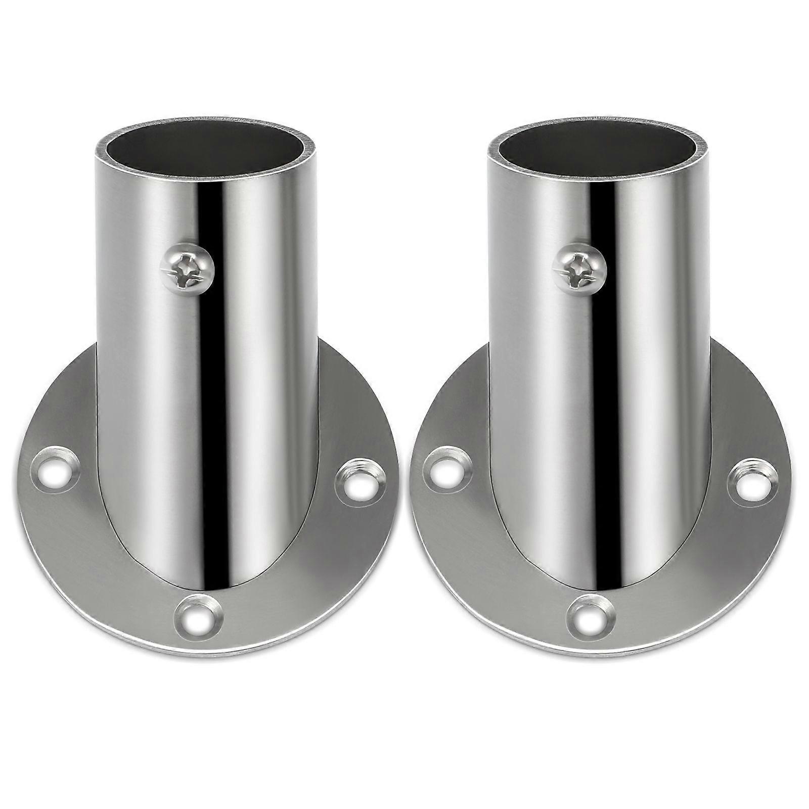2Pcs Stable Socket Bracket Support Holder Stainless Closet Rod Flanges