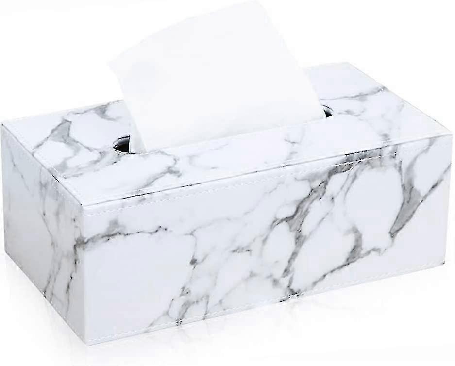 Rectangular Leather Tissue Box (Marble)