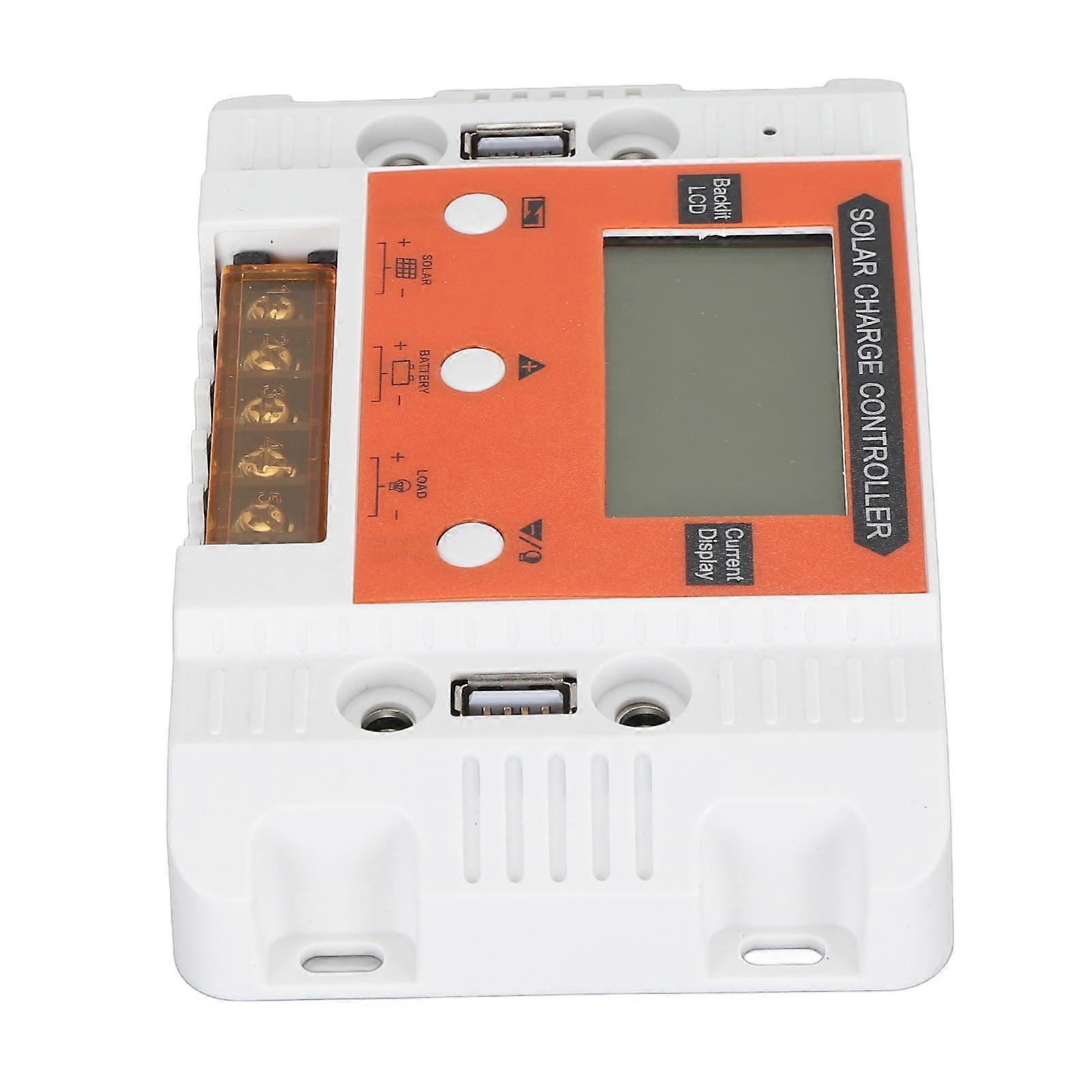 Solar Charge Controller LCD Backlit Display Memory Function Dual USB Output Solar Panel Regulator 12V24V 30A