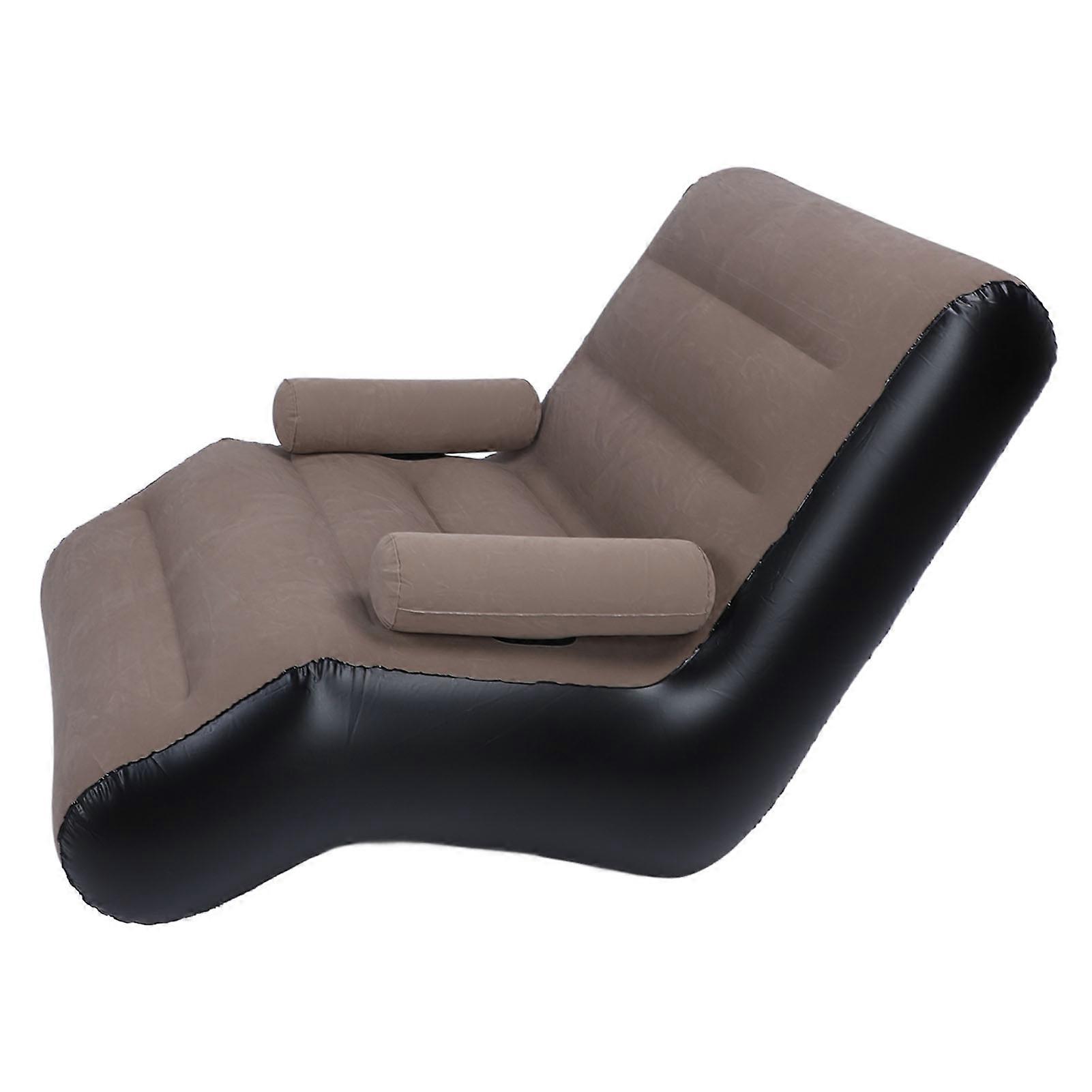 Inflatable Sofa Ergonomic S Shaped Portable Soft Flocking Surface Blow Up Couch for Home Travel Office Coffee 
