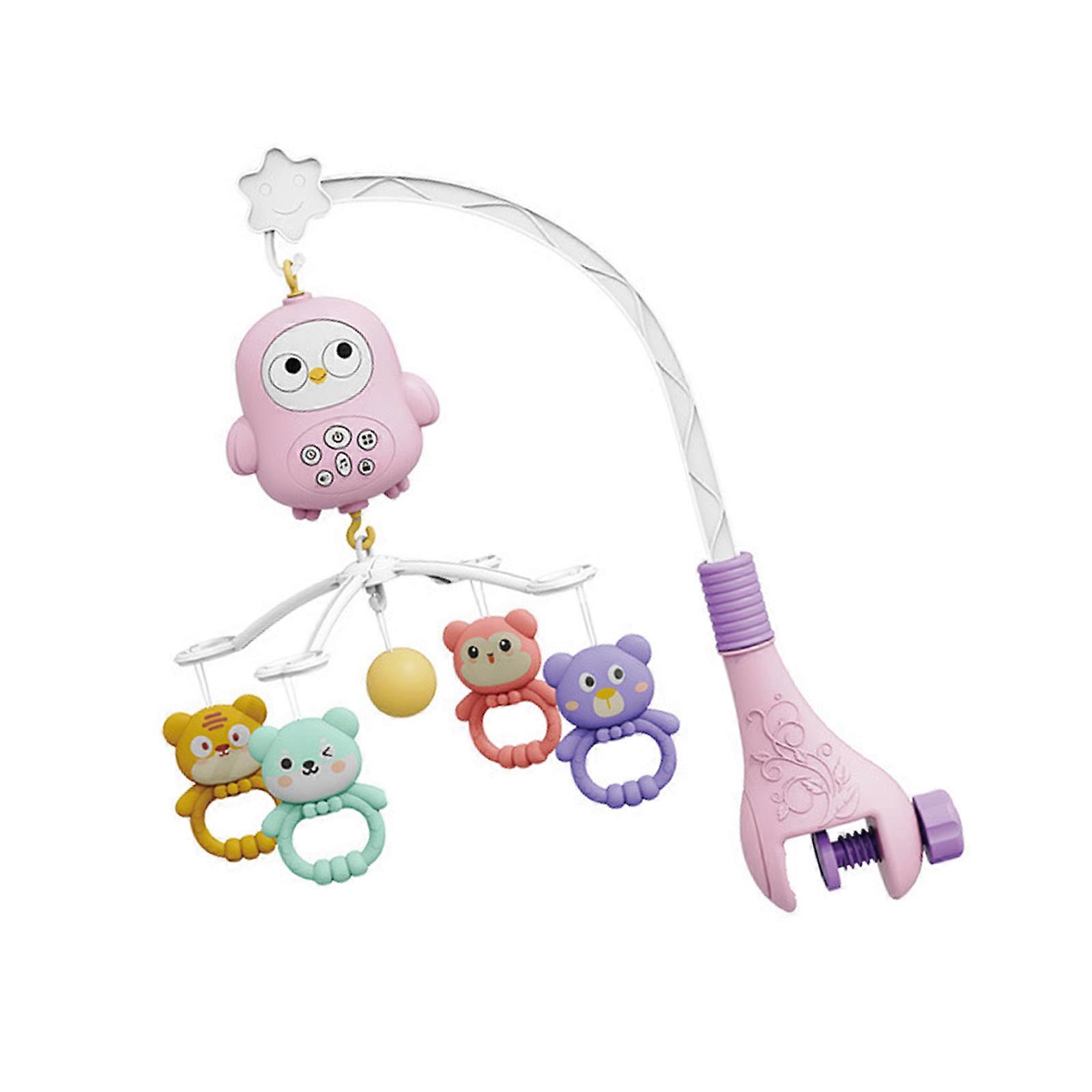 Infant Music Mobile Crib Hanging Toy with Rotating Detachable Rattle Teether Baby Sleep Toy Teething Soothing Accessory  Red