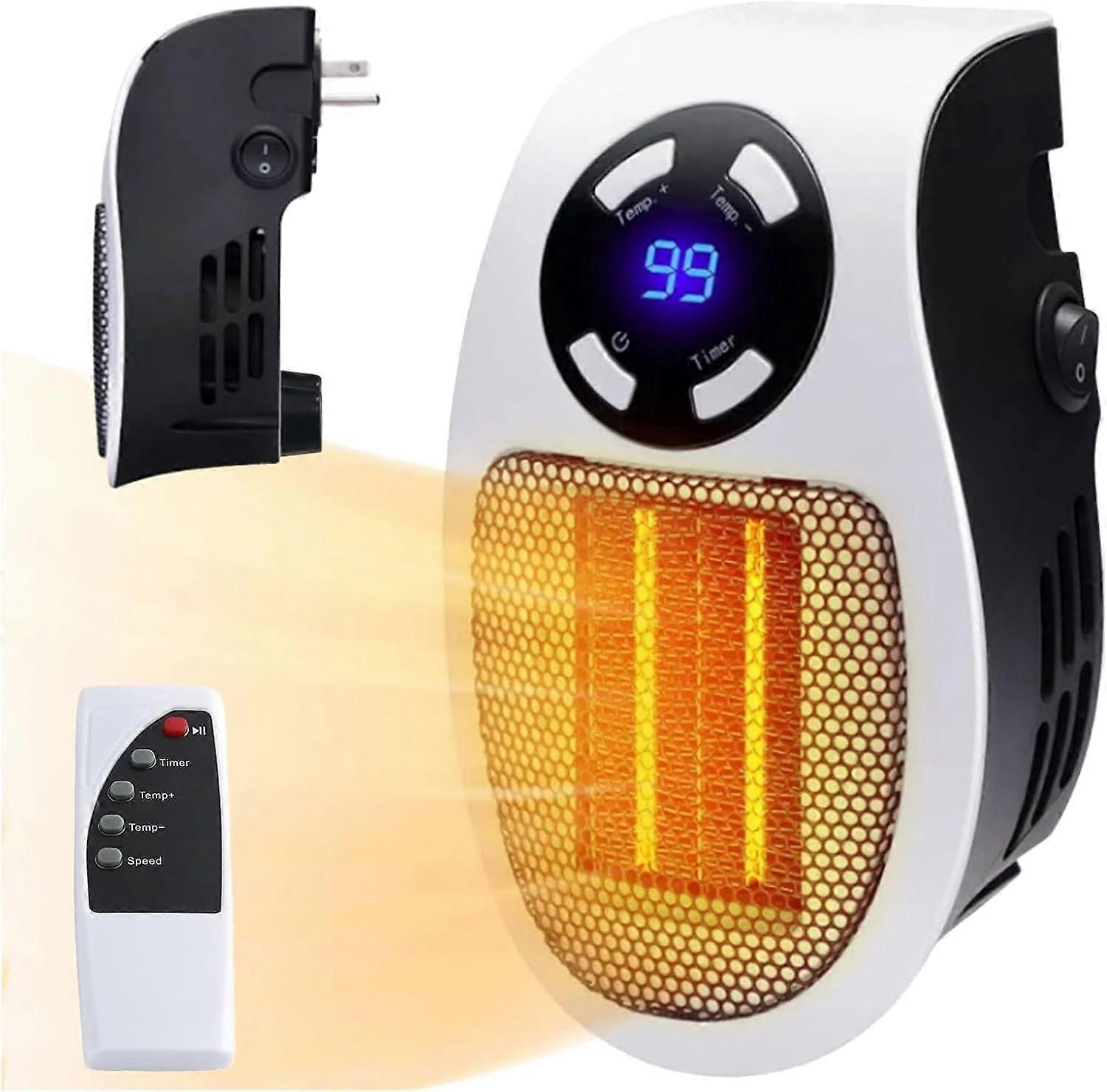Alpha Heater - 2024 Upgrade 500W Smart Electric Fan Heater, Low Noise Portable Space Heater with Adjustable Thermostat, Timer & LED Display