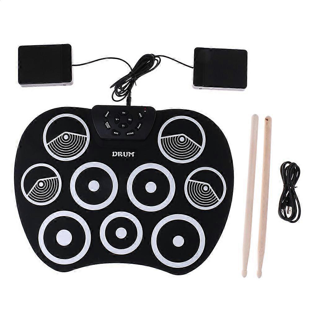 portable silicone electronic drum pad kit usb digital roll-up pedal
