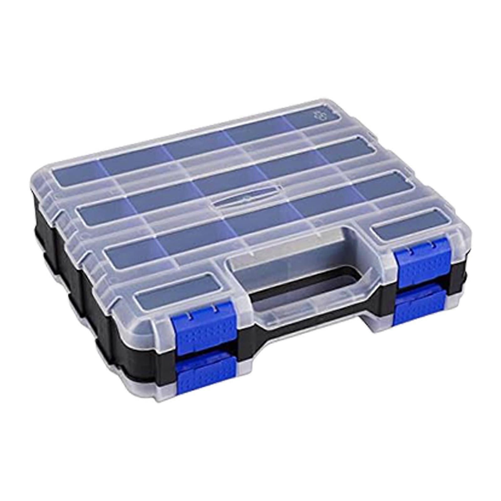 Double Side Tool Organizer,Removable Plastic Dividers, Hardware Box Storage, Excellent for Screws,Nuts,Small Parts  Blue
