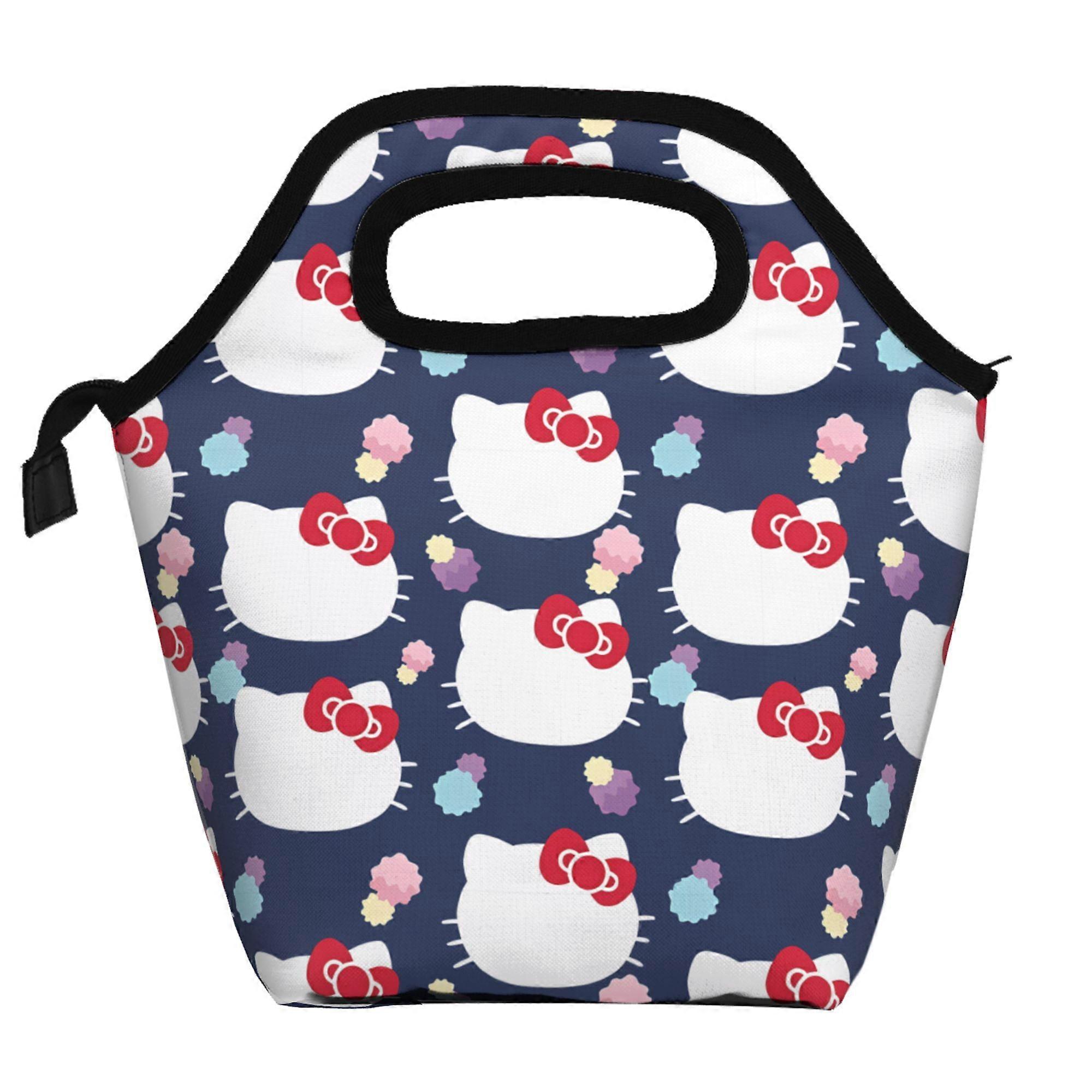 Hello Kitty Lunch Bag Soft Polyester Lunch Bag Portable Insulated Zipper Bento Bag Foldable Reusable Lunch Tote Bag Unisex
