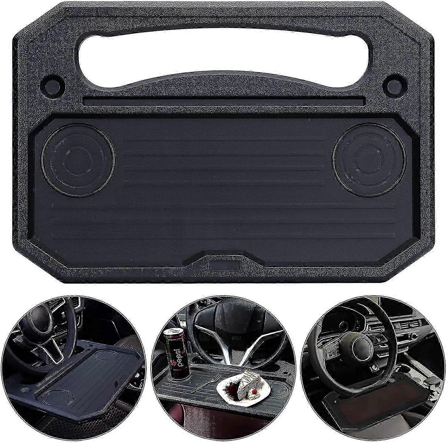 車のステアリングホイールトレイオートラップトップデスクポータブルダイニングドリンクテーブル電話ホルダードライバー用