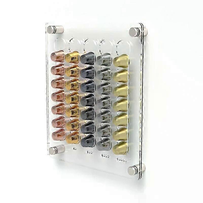 Wall-mounted Capsule Holder for 35 Coffee Pods Transparent Display Rack