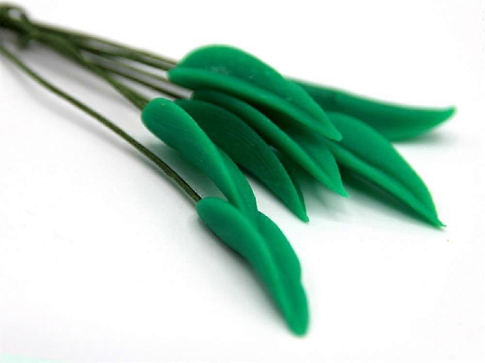 Domek dla lalek 12 zielonych liści na łodygach Miniaturowy liść do ogrodu lub wazonu 1:12