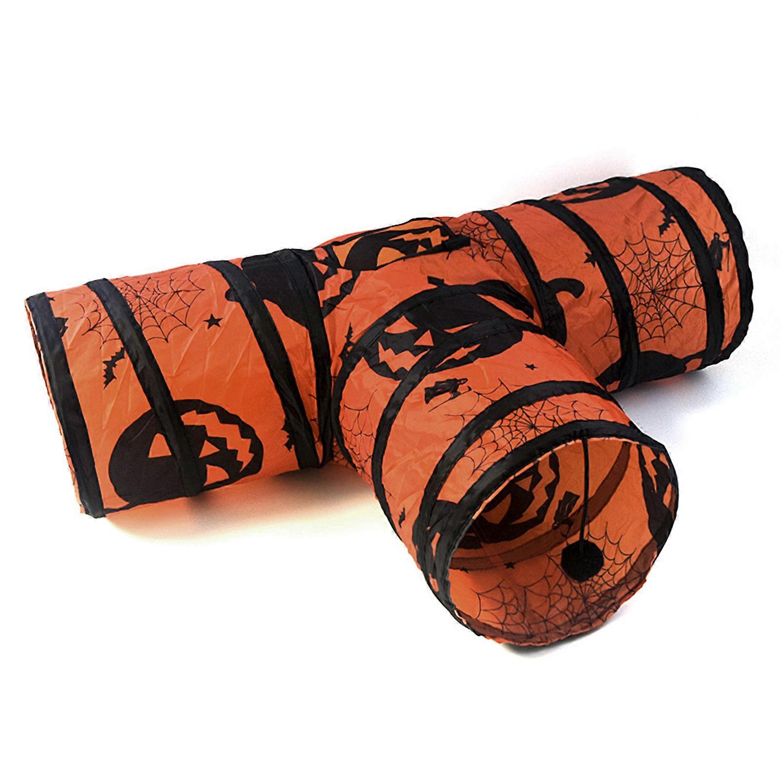 Cute Cats Tunnel Tube Compactable Foldable Tunnels Toy for Indoor Kitten Tunnels Spring Hide Game Multicolor