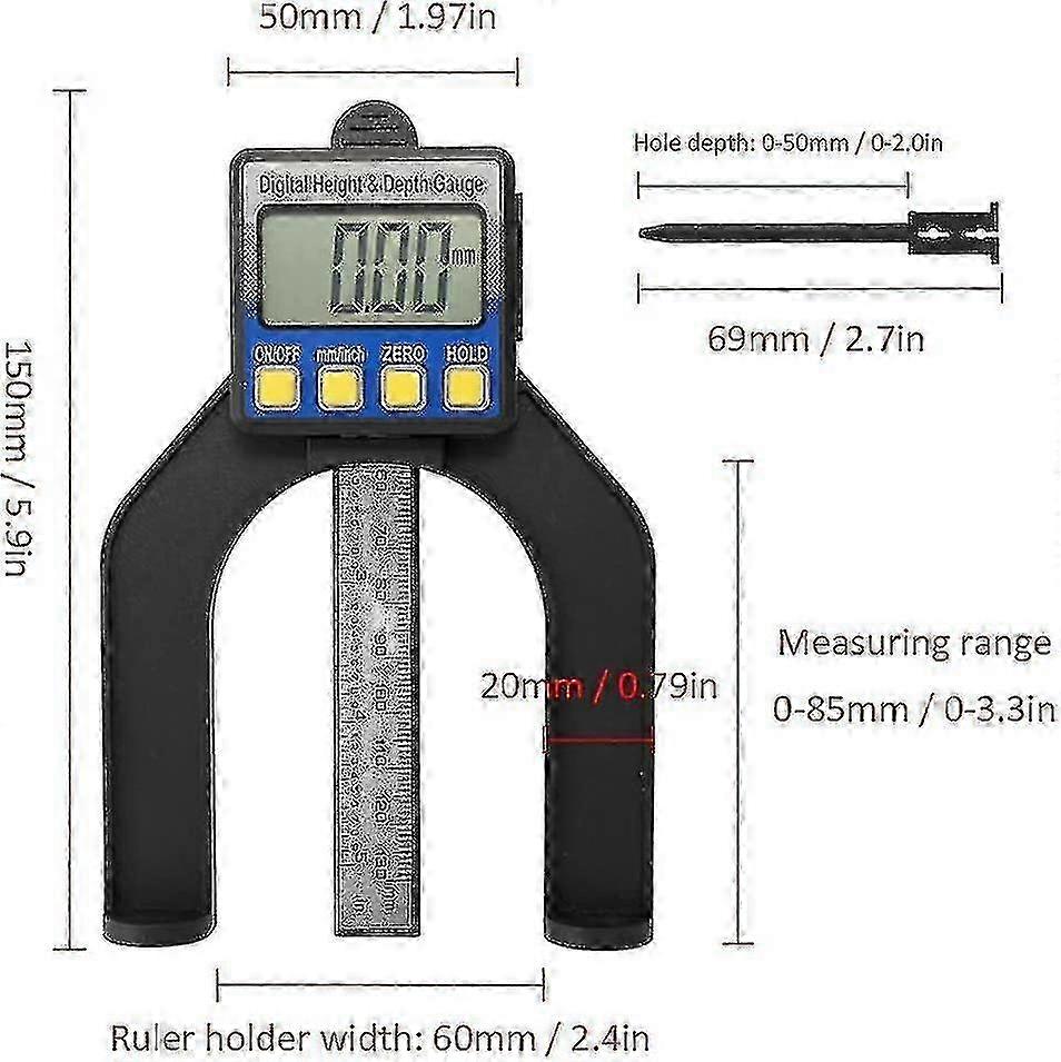 Multi-Function Digital Caliper and Depth Gauge 0-85mm for Machinists