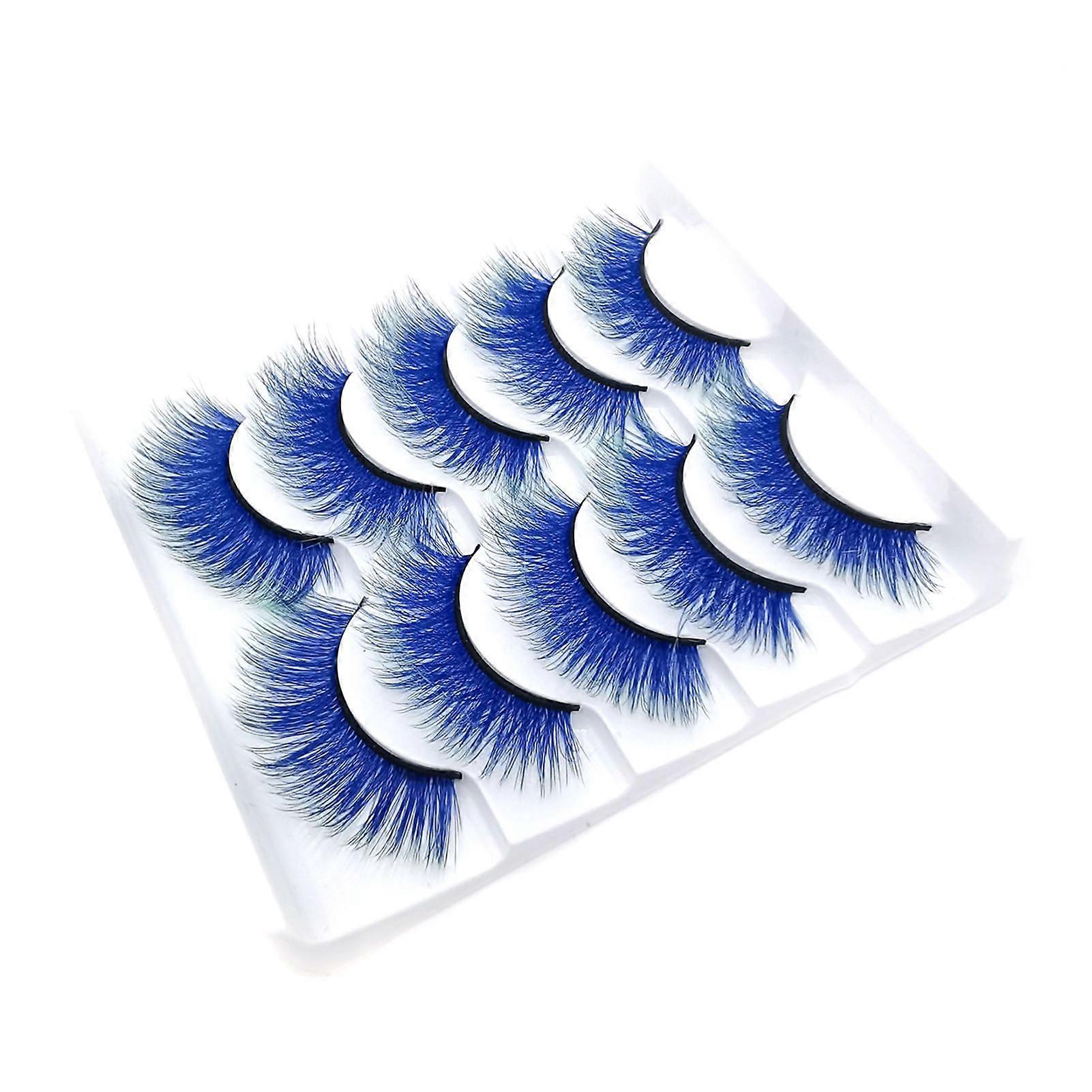 Kmxyo 5 Pairs 3D False Eyelashes Soft Comfortable to Wear Imitation Mink Gradient Color Beauty False Eye Lashes for Performance