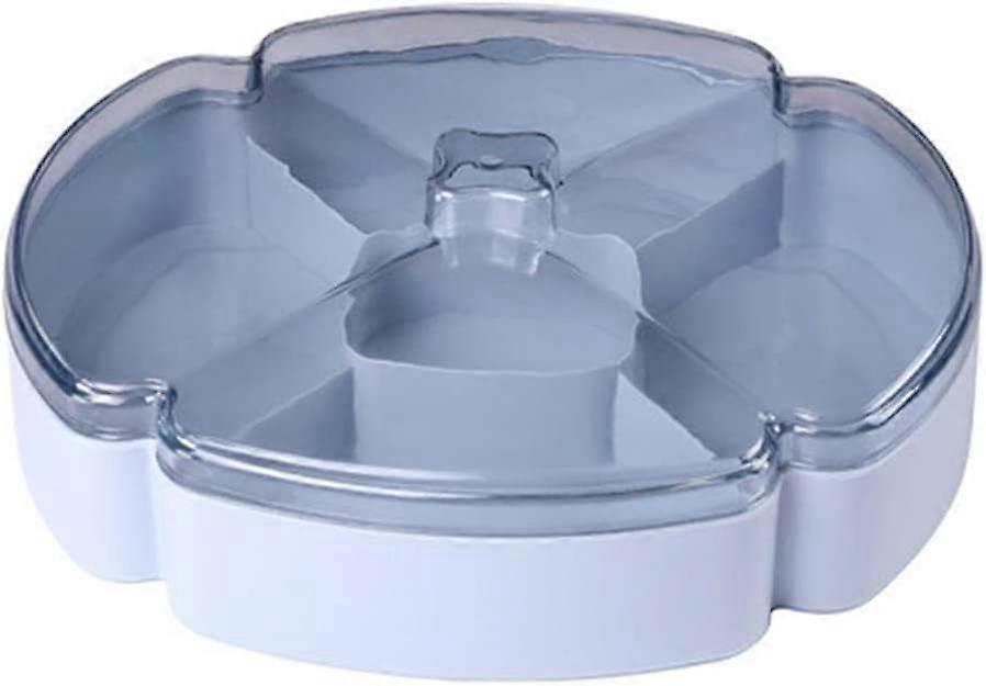 Fruit Bowl Divided Serving Tray with Lid for Snacks Candy Nuts, Plastic Sectional Container (Red 2 Layer, Blue 1 Layer)