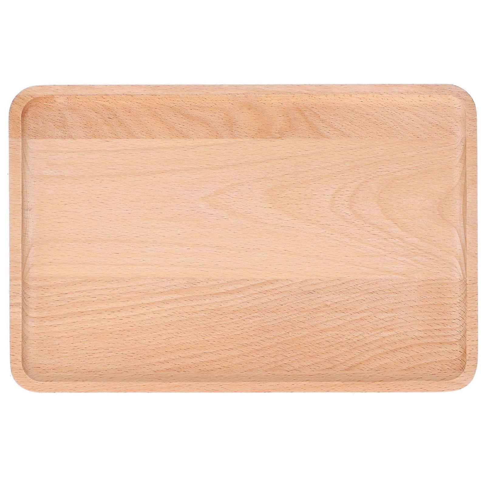 Wooden Serving Tray Beech Rectangular Platter for Food Fruit Dessert Home Kitchen 30x20cm