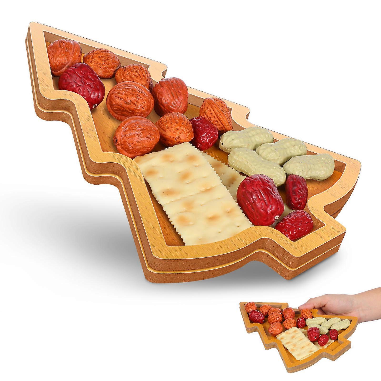 Julgransfat i trä för servering med sushidippskål