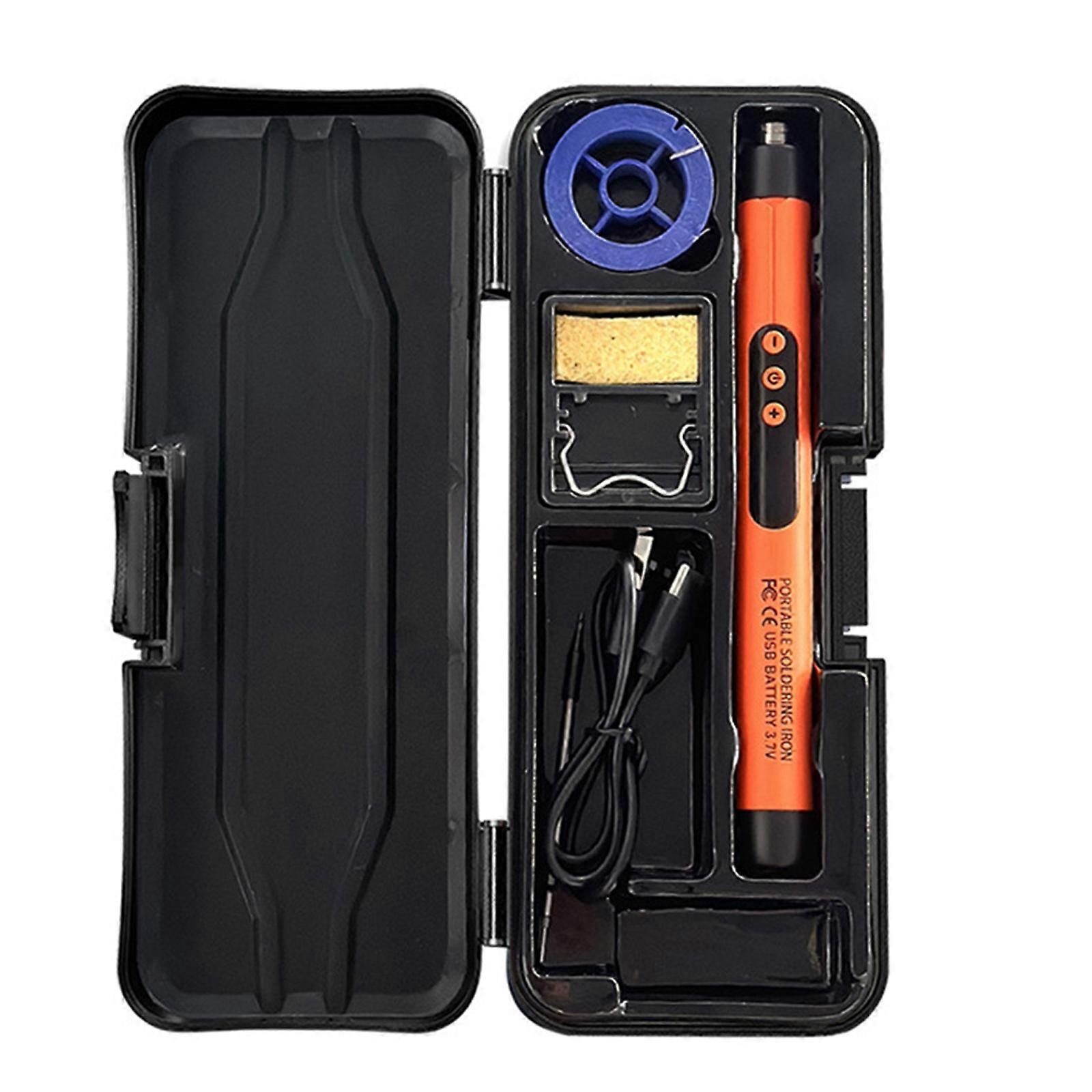 Cordless Digital Soldering Iron Adjustable Temperature LED Welding Tool Heater Soldering Tip Tool for Home Electronic  orange color