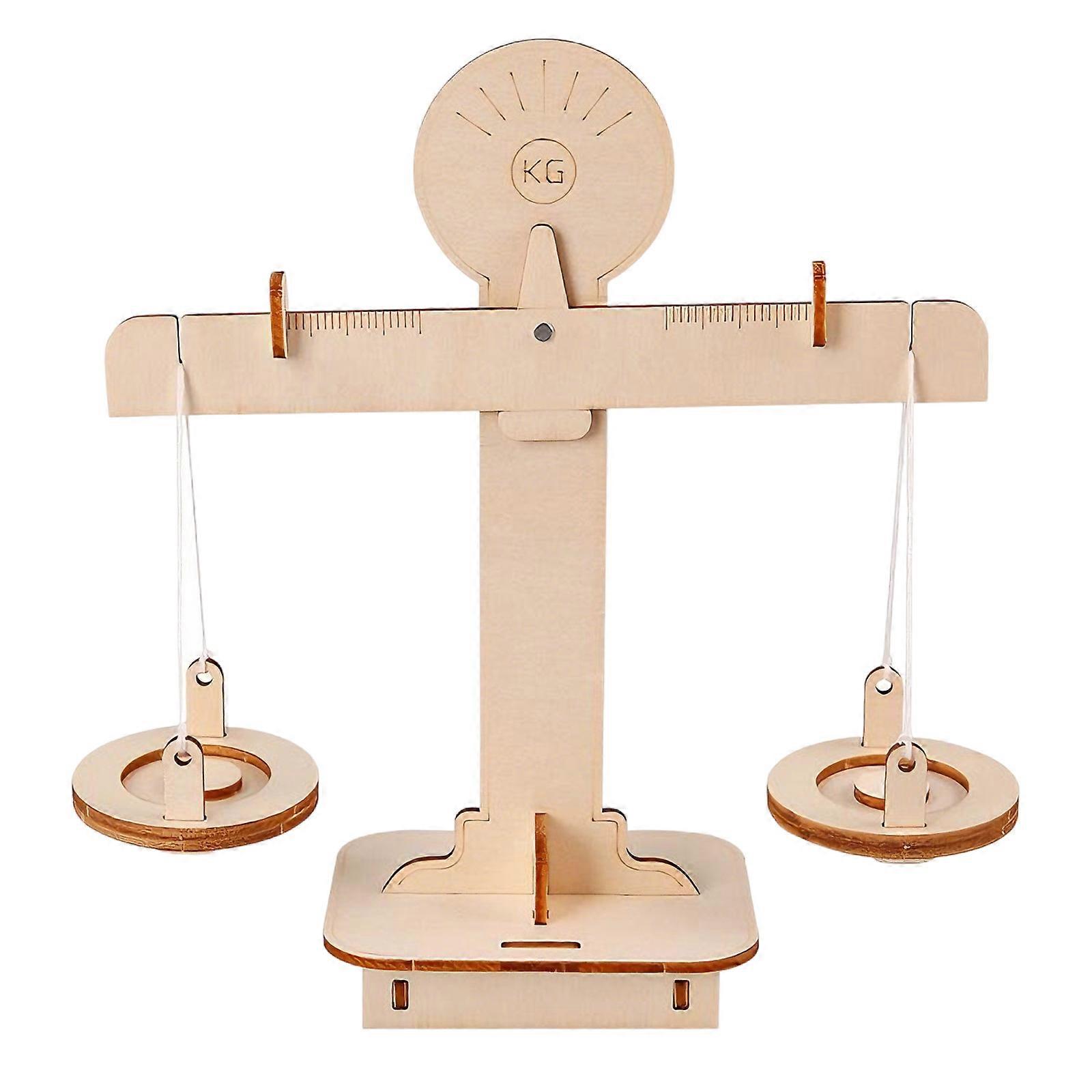 Interactive Wooden Math Balance Scale Educational Toy Classroom Teaching Aid for Learning Weight Comparison Science Multicolor