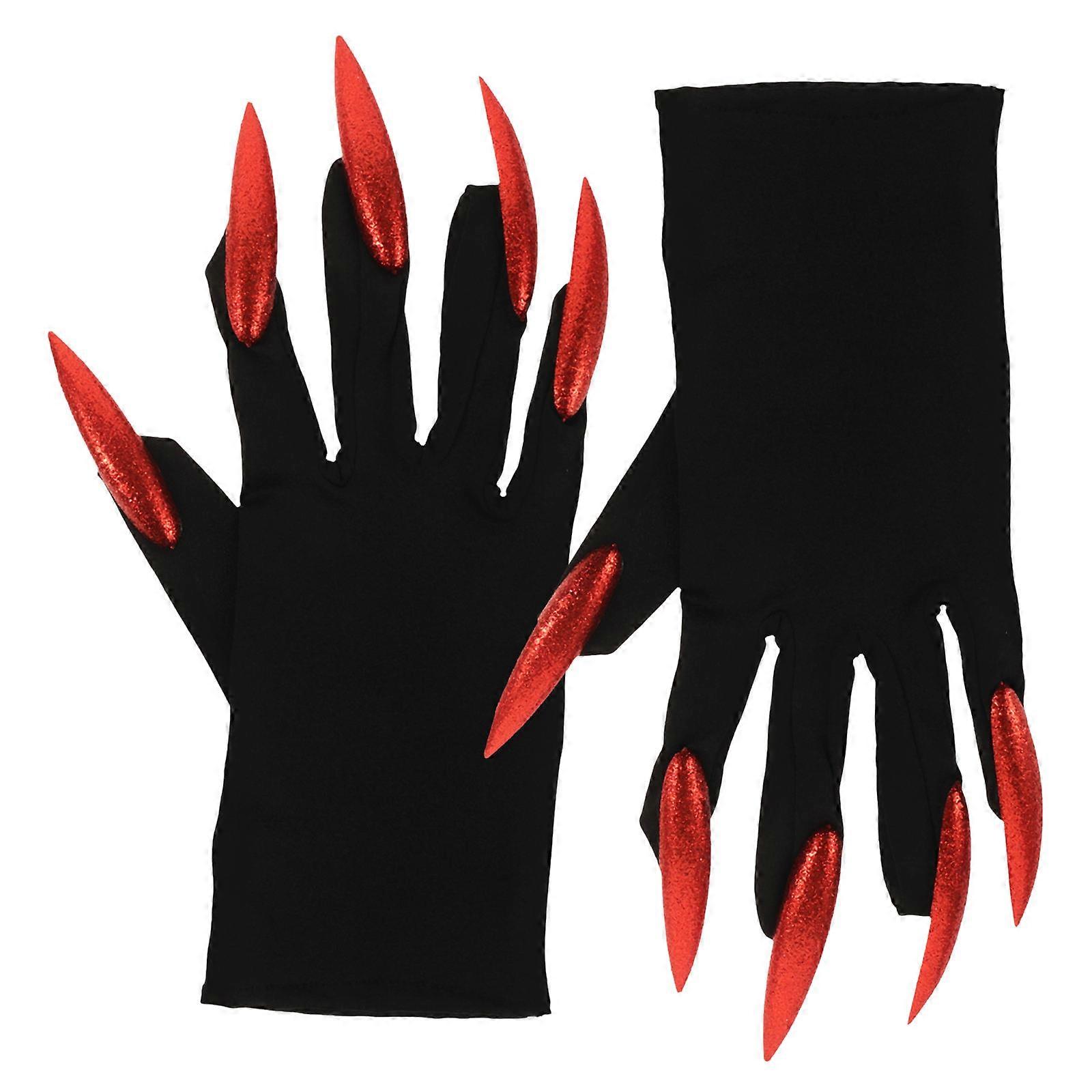 Halloween Witch Claw Gloves for Home Use with 1Pair of Red Gloves