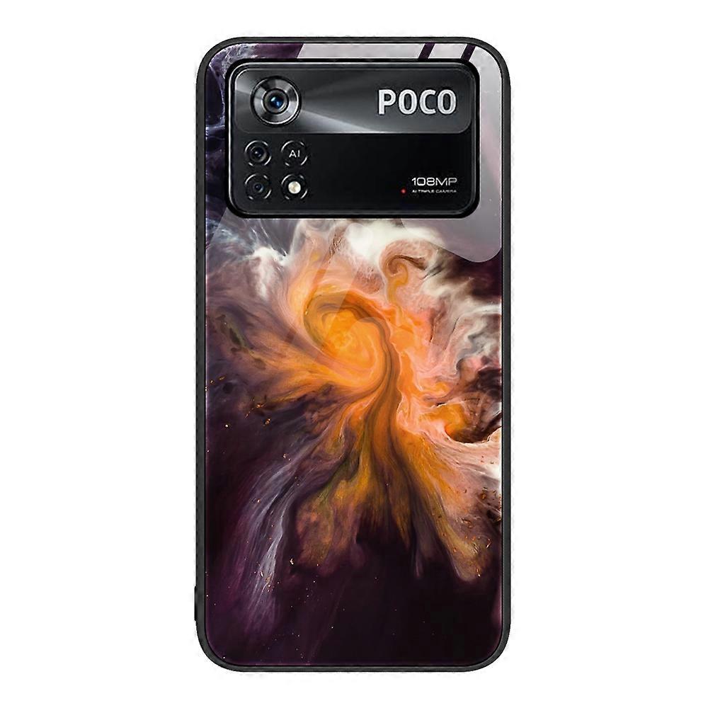 For Xiaomi Poco X4 Pro 5G Marble Pattern Glass Protective Phone Case