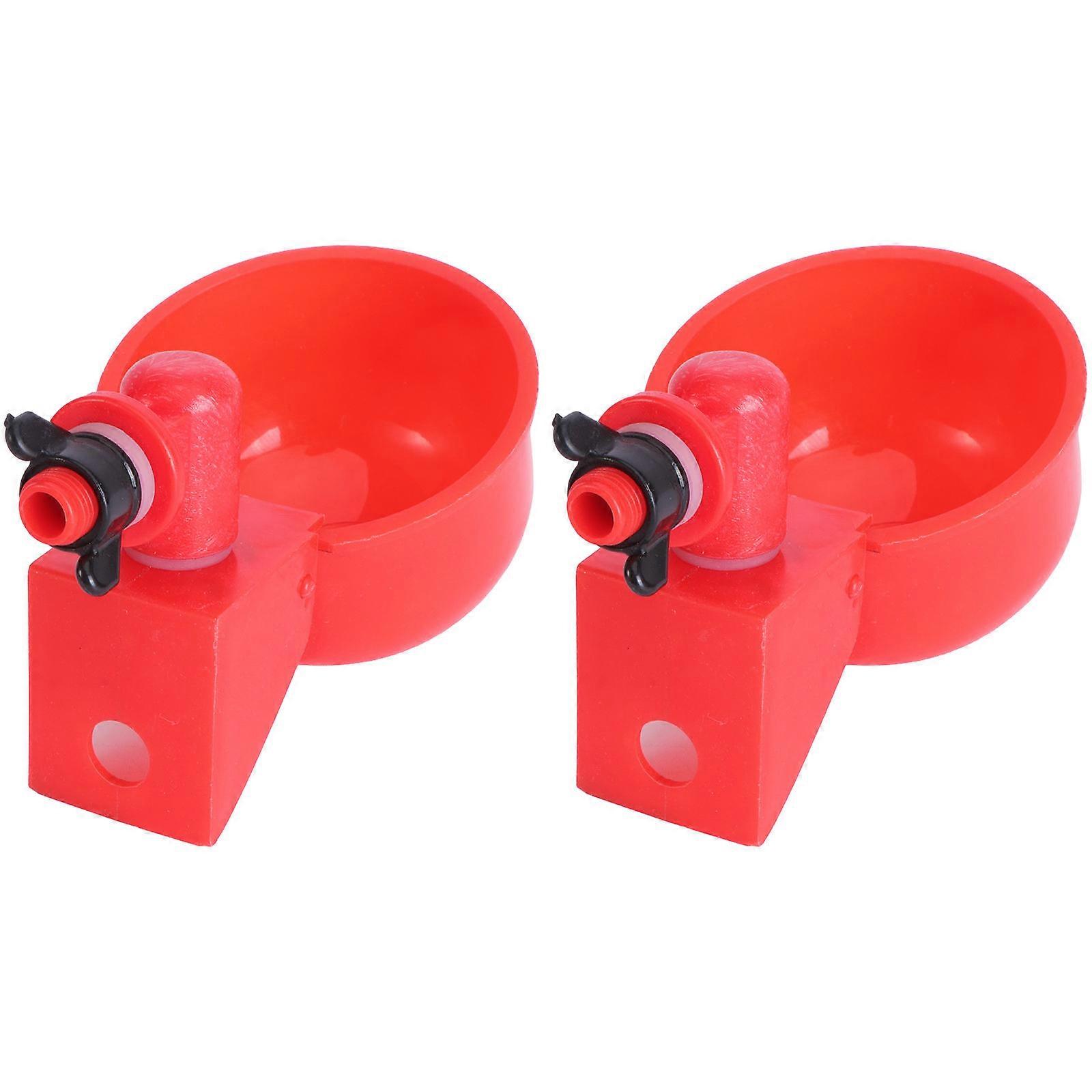 Automatic Poultry Drinking Bowl with ABS Material for Chicken Ducks Safe and Durable Red 2Pcs