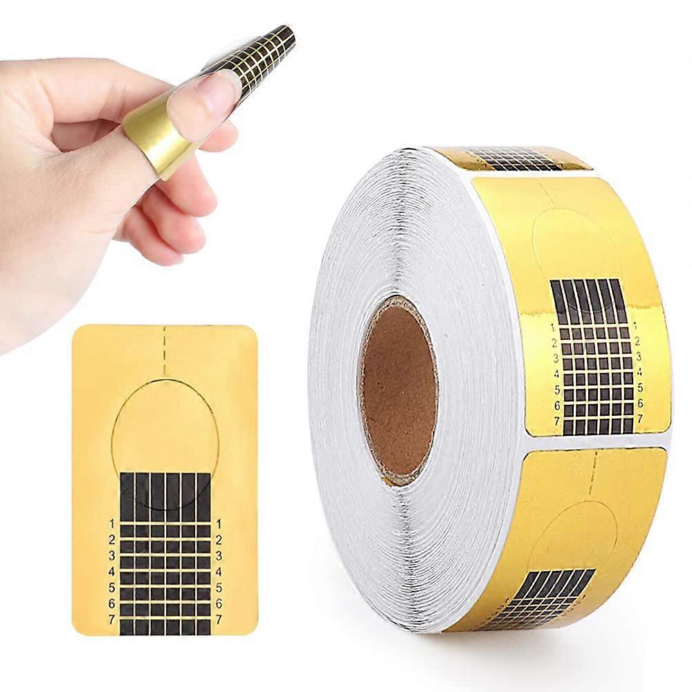 500PCS Gold Rectangle Nail Forms for Acrylic Nails and Poly Gel Extensions with Length Guide