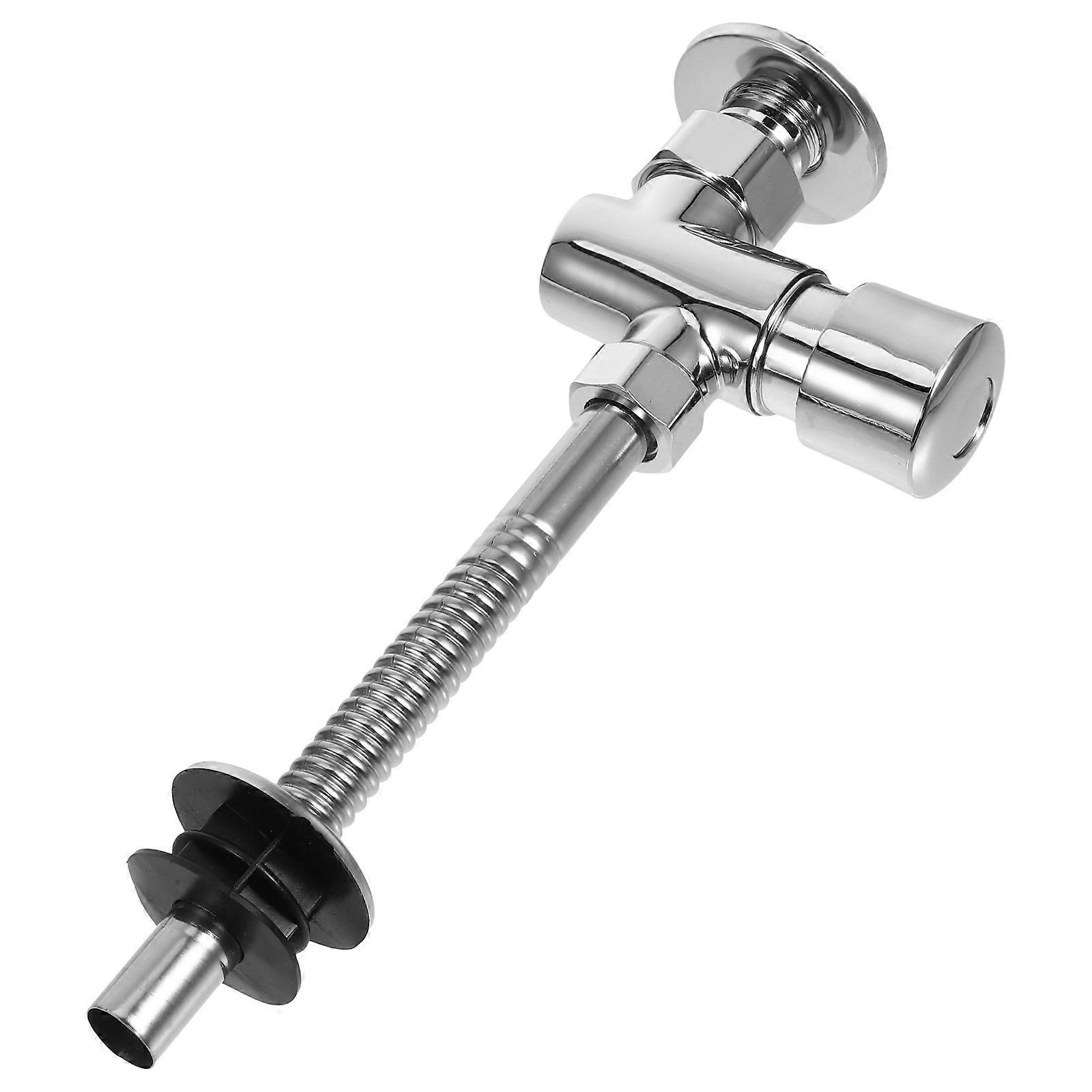 Silver Urinal Flush Valve Manual Delay Controller for Home Toilets Copper and Alloy Material Easy Installation
