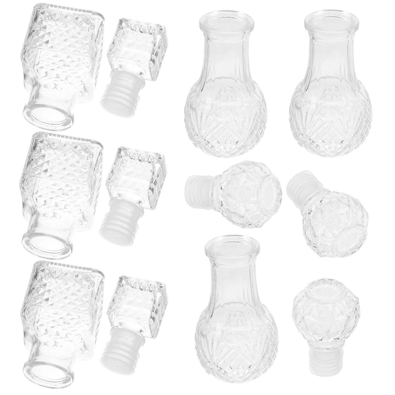 Transparent Crystal Decanter 6Pcs Dispenser for Storage Use