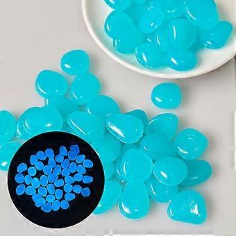 Oubest Leuchtsteine für Aquarien, blau/im Dunkeln leuchtend, für Garten, Aquarium, Blumentöpfe, Bonsaiwege und Einfahrten, 100 Stück