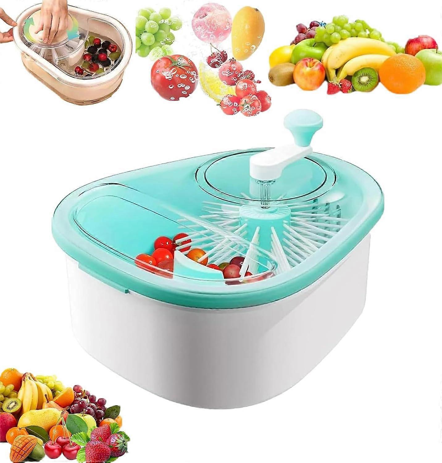 Large Capacity Fruit Washer Spinner Bowl with Lid, Fast Wash and Speed Drying for Kitchen