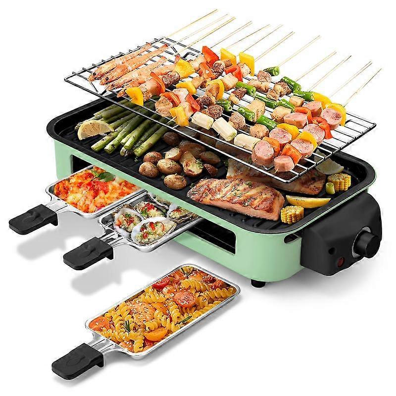Pukomc Electric Indoor Grill,2 in 1 Indoor Grills for Kitchen with Grill Net & Non-Stick Cooking Removable Plate, Temperature Control, Dishw
