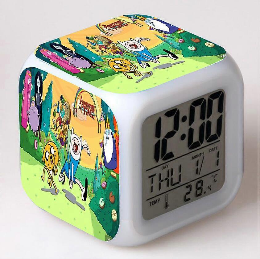 Adventure Time Color Changing Seven-Color Alarm Clock Square Clock Creative Alarm Clock