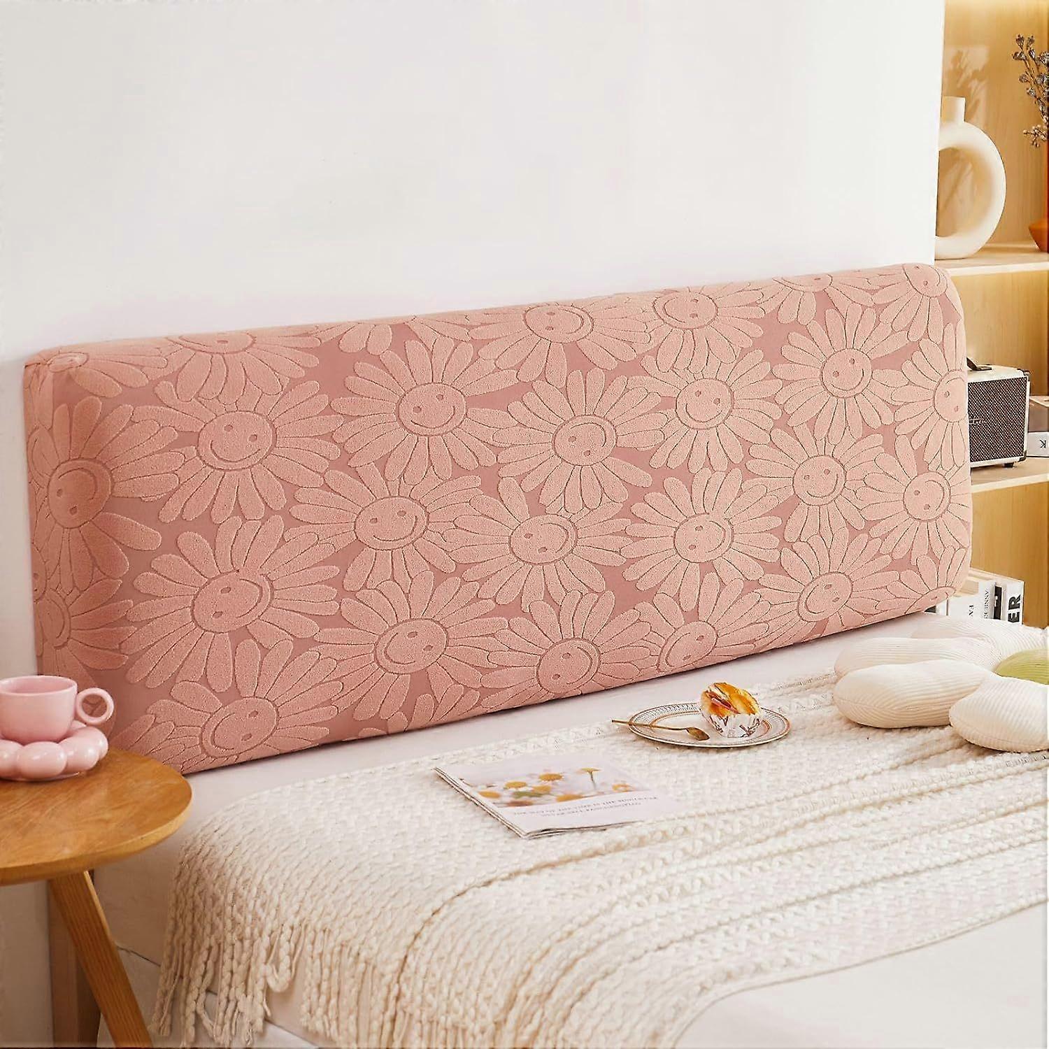 180cm Double Headboard Cover, Elastic, Dustproof, Washable, Solid Pink Bedspread