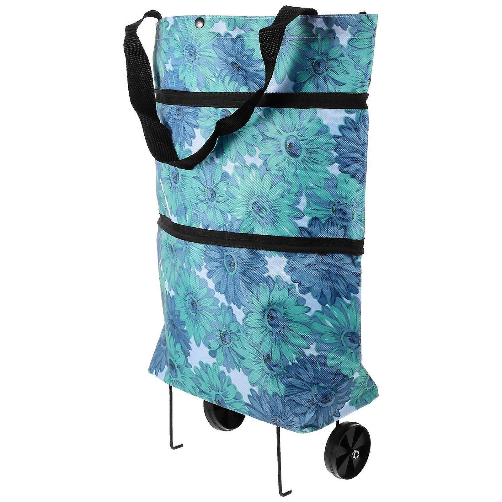 Portable Shopping Bag With Wheel 2Pcs For Beach Outings Rectangular Lightweight Durable Design With Ample Storage