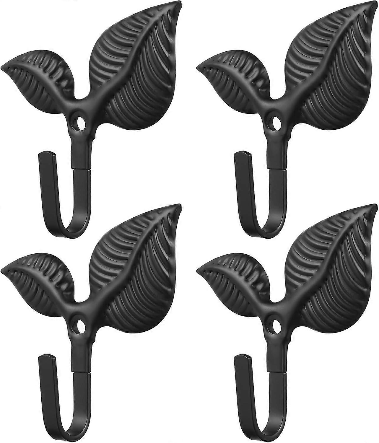 4PC Rustic Leaf Wall Hooks with Durable Antique Bronze Finish for MultiRoom Clothing Storage