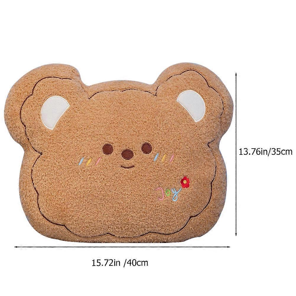 Brown Plush Bear Throw Pillow for Kids Use Comfortable Back Cushion